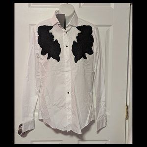 Zara Men White Slim Fit Neo Punk Long Sleeve Shirt